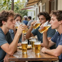 hyper realistic paint of people drinking beer