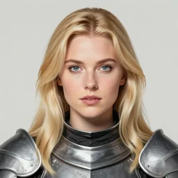 head-on symmetrical centered painted portrait, Elisha Cuthbert as a D&D Knight, blonde hair, heavy plate armour, art nouveau, tarot card style, medieval robes, fantasy, intricate, elegant, highly detailed, smooth, sharp focus, illustration, artstation, in the style of Artgerm and Anna Podedworna and Alex Ross and Mucha
