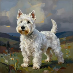 west hightland white terrier, cubism painting, wow! hdr!