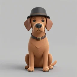 a brown dog wearing a hat and sitting down, a digital rendering by ralph burke tyree, reddit contest winner, net art, contest winner, rendered in maya, bryce 3 d