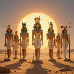 creatures born of the sun made of the sun with Egyptian gods