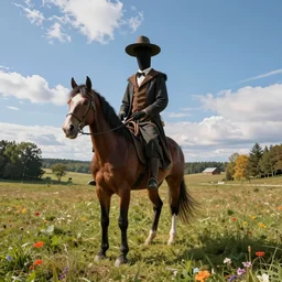 the headless horseman, photorealistic, colorful, wide angle portrait