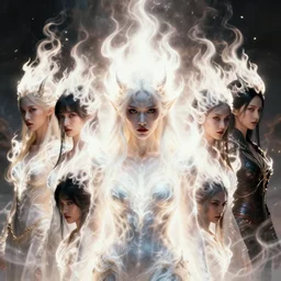 a beautiful portrait of celestial Demon women covered in white flames with an intense look on her face by Greg Rutkowski, Sung Choi, Mitchell Mohrhauser, Maciej Kuciara, Johnson Ting, Maxim Verehin, Peter Konig, Bloodborne , 8k photorealistic, cinematic lighting, HD, high details, atmospheric , trending on artstation