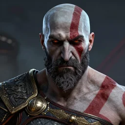 a award winning portrait commission of kratos, cool, dramatic, cinematic, digital art, octane render, professional lighting, deviantart, artstation, art by greg rutkowski, 2 0 2 1, detailed face, hyperdetailed, photorealistic