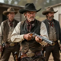 an ultradetailed image of sam winchester as an old west gunfighter, masterpiece, 8 k, art by greg rutkowski and albert bierstadt