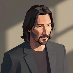 low poly isometric render of Keanu Reeves