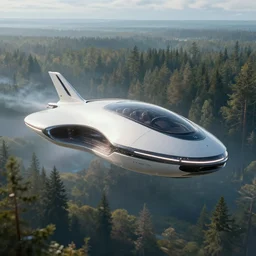 futuristic levitating luxury personal spaceship designed by apple flying over the tundra forest art by greg rutkowski and paul ozzimo, epic fantasy sci - fi volumetric light clear focus detailed unreal engine digital art trending on artstation deviantart octane render,