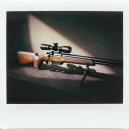 Sniper rifle by Tadanori Yokoo, polaroid photo