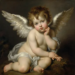 baroque Renaissance rococo painting of a cherub portrait Greg Hildebrandt Lisa Frank