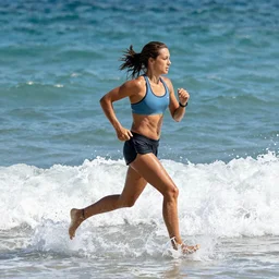 very detailed Miami Beach jogger running on surf