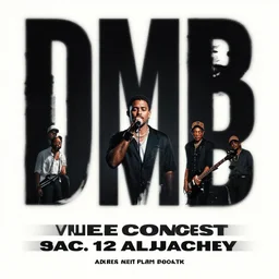 concert poster for a dmb concert in west palm beach fl on august 2 0, 2 0 2 2 that features the band name and the concert date, rule of thirds golden ratio clean, light effect, 8 k, maya renderer, unreal engine