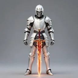 knight in white armor wielding a flaming sword, concept art, centered, highly detailed by ayami kojima