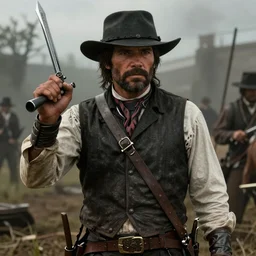 film still of tom selleck as dutch van der linde in red dead redemption 2, gameplay, 8 k, hd