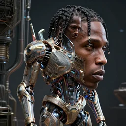 trans human travis scott, 4 k, intricate detailed, jaw dropping, gorgeous, surreal, octane render