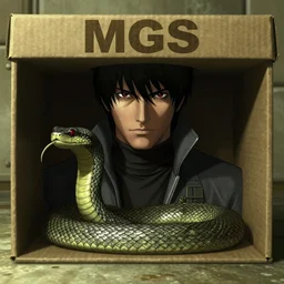 agent snake from mgs hide under card box by Hideo Kojima