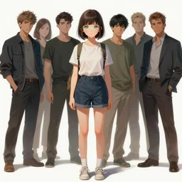 a full - body painting of a well - dressed casually clothed girl with beautiful iridescent light green eyes, cute - fine - face, highly detailed, digital painting, artstation, concept art, sharp focus, dreamy illustration, art by katsuhiro otomo ghost - in - the - shell, magali villeneuve, artgerm, rutkowski jeremy lipkin and giuseppe dangelico pino and michael garmash and rob rey