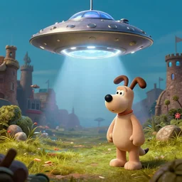 UFO abduction in  surrealism in Wallace & Gromit