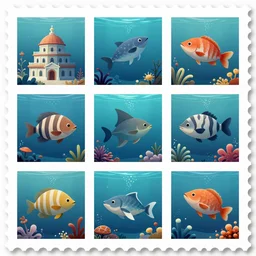 beautiful portrait, beautiful big postage stamp, polyptych, animal, architecture, ocean, underwater, design, digital, figurative, genre, graffiti, history, icon, illustration, installation, interior, jewelry, landscape, literary, manga, marina, miniature, mural, mythological