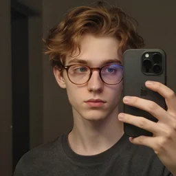 the skinniest nerd taking a selfie