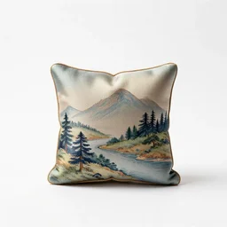 miniature silk cushion, professional product shot, isolated on a pure white background, centered, entire object in frame, sharp focus, soft studio lighting