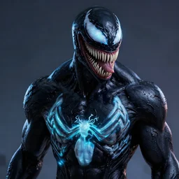 glowwave portrait of venom, au naturel, hyper detailed, digital art, trending in artstation, cinematic lighting, studio quality, smooth render, unreal engine 5 rendered, octane rendered, art style by klimt and nixeu and ian sprigger and wlop and krenz cushart.
