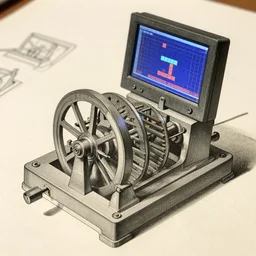 close - up on detailed, intricate technical drawings from 1 8 4 0 for a mechanical display attachment to babbage's difference engine, showing a screen playing tetris