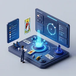 beautiful isometric render of futuristic user interface for viewing network activity, intricate, rectilinear, tarot by victo ngai and andreas rocha and greg rutkowski, trending on artstation, unreal engine, 8 k hd wallpaper, kitbash, game assets, asset pack, well rendered