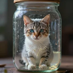 liquid cat in a glass jar. fantasy magic style. highly detailed 8 k. intricate. lifelike. soft light. sony a 7 r iv 5 5 mm. cinematic post - processing