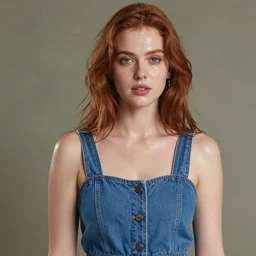 sweaty beautiful girl, she is wearing a blue dress, she has auburn hair, jean delville, thomas kinkade