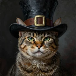 an ultra - realistic portrait painting of the cat in the hat in the style of frank frazetta. 4 k. ultra - realistic. highly detailed. dark fantasy. epic lighting.