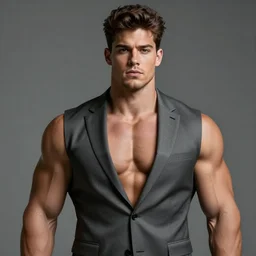 muscular chad gigachad handsome jerma 9 8 5 with thick brunette hair, jerma 9 8 5 as a chad with thick brunette hair, strong jawline, good posture, and wearing a suit, realistic, hyperrealistic, 8 k resolution, highly detailed, very detailed, hd quality, intricate details, trending on artstation