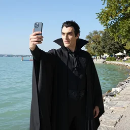Dracula takes a selfie at the Balaton lake
