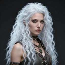 highly detailed portrait of wasteland punk long curly white ice hair tribal lady, stray wiring by atey ghailan, james gilleard, by joe fenton, by greg rutkowski, by greg tocchini, by kaethe butcher, 4 k resolution, gradient blue, cyan, black and white color scheme!!! ( ( ice laden glaciated robotic dystopian city background ) )