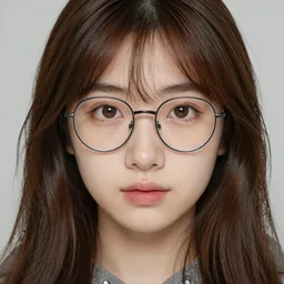 dslr photo of a fair skinned asian girl with brown long hair and cute round face wearing a round glasses and a hoodie, real photo, real photography, highly detailed facial feature, brown eyes, intricate, 8 k