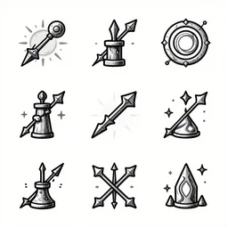 Set of 9 2d game icons hand drawn skill and spell effects icons for fantasy rpg games