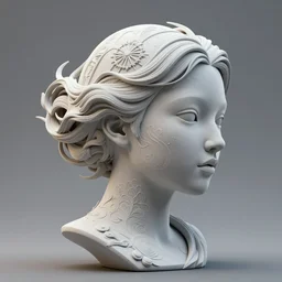 an intricate and highly detailed 3 d sculpture of a female head made of air