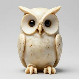 symmetrical detailed sculpture of an owl, made of Carved Bone