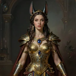 Mystical Valkyrie, Portrait of a beautiful female Atlantean Anubis Alien Reptilian Warrior, Realistic, Regal, Refined, Detailed Digital Art, François Boucher, Walt Disney (1937), Oil Painting, Michael Cheval, Steampunk, Highly Detailed, Cinematic Lighting, Unreal Engine, 8k, HD