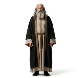 wise rabbi with torah, photorealistic portrait photography, full body, standing, isolated on a pure white background, centered, whole figure in frame, sharp focus, studio lighting