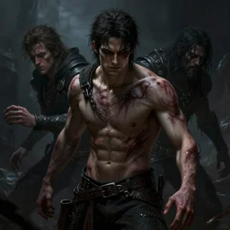 a brooding soul of the dark caught in the never - ending push and pull between good and evil diffuse lighting, fantasy, intricate, wounds, highly detailed, lifelike, photorealistic, digital painting, artstation, illustration, concept art, smooth, sharp focus, art by john collier and albert aublet and krenz cushart and artem demura