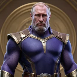 thanos who looks like putin, Cinematic, Portrait, Ultra-HD, Beautiful Lighting, insanely detailed and intricate, hypermaximalist, elegant, ornate, hyper realistic, super detailed