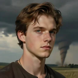 a man in a tornado