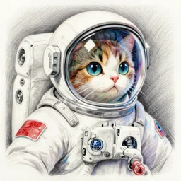 anime cat astronaut, intricate colored pencil sketch by john singer sargent, trending on artstation