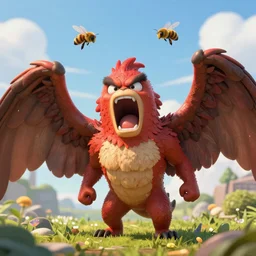 HD photo of an angry WingsofRedemption screaming at bees