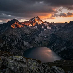 amazing landscape photo of mountains with lake in sunset by marc adamus dramatic lighting, Gediminas Pranckevicius