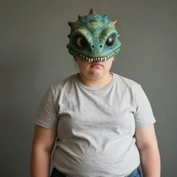 a fat white kid with a demogorgon head