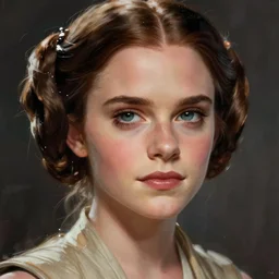 concept art of emma watson dressed as princess leia, star wars, focus on faces, digital painting, artstation
