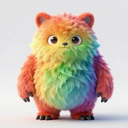 fur rainbow monster, highly detailed digital art