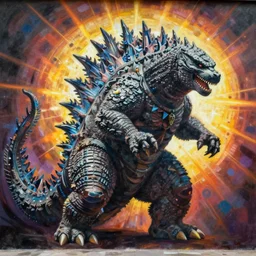 godzilla portrait mural by diego rivera