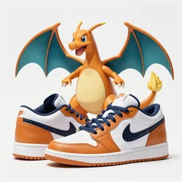 A pair of sneakers inspired by In the pokemon Charizard
